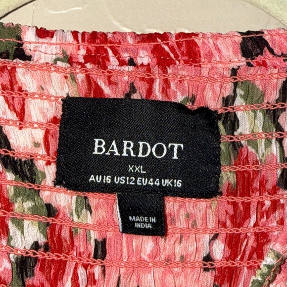 Bardot Remi Floral Long Sleeve Georgette Blouse in the pink gardenia pattern - Picture 5 of 8